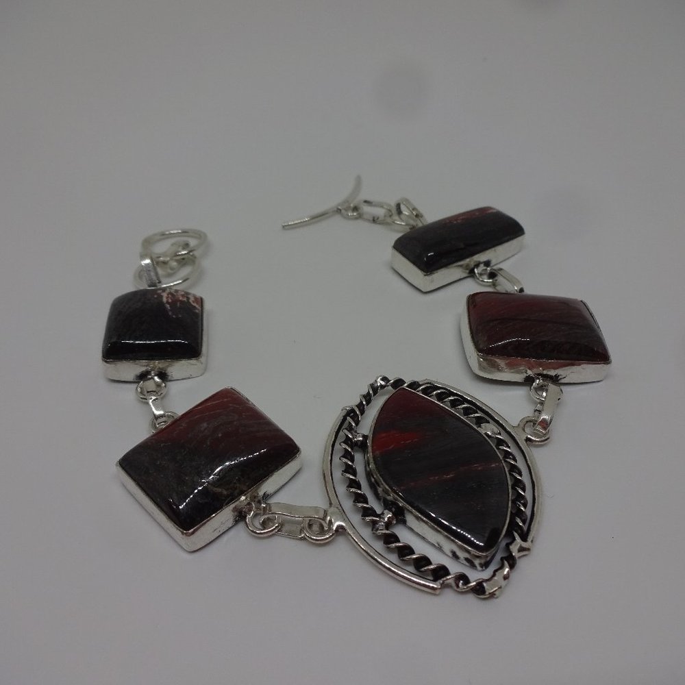 Stunning "IRON TIGERS EYE" Handmade Sterling Bracelet size 8 inches  #90